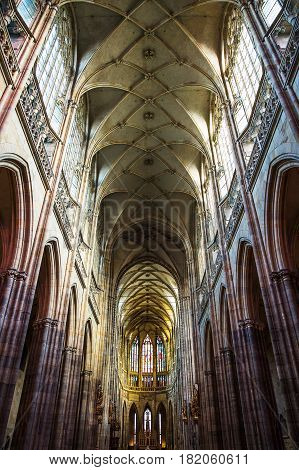 St.Vitus Cathedral the gothic masterpiece architecture of Prague Czech Republic.