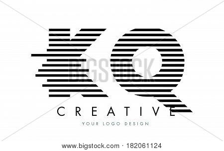 Kq K Q Zebra Letter Logo Design With Black And White Stripes