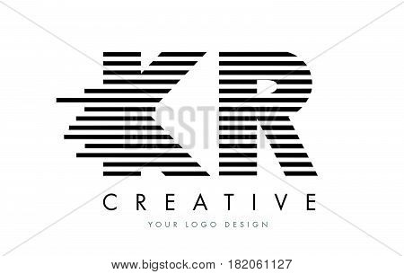 Kr K R Zebra Letter Logo Design With Black And White Stripes
