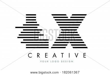 Lx L X Zebra Letter Logo Design With Black And White Stripes