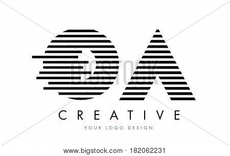 Oa O A Zebra Letter Logo Design With Black And White Stripes