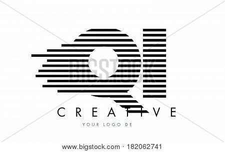 Qd Q D Zebra Letter Logo Design With Black And White Stripes