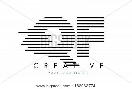 Qf Q F Zebra Letter Logo Design With Black And White Stripes