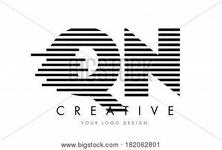 Qn Q N Zebra Letter Logo Design With Black And White Stripes