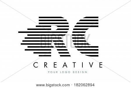 Rc R C Zebra Letter Logo Design With Black And White Stripes