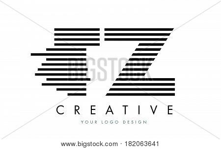 Tz T Z Zebra Letter Logo Design With Black And White Stripes