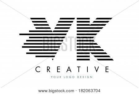 Vk V K Zebra Letter Logo Design With Black And White Stripes