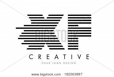Xf X F Zebra Letter Logo Design With Black And White Stripes
