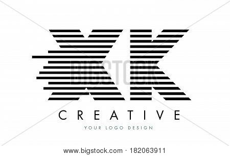 Xk X K Zebra Letter Logo Design With Black And White Stripes