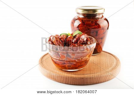 Italian Appetizer - Sundried Tomato In Bowl And Glass Jar