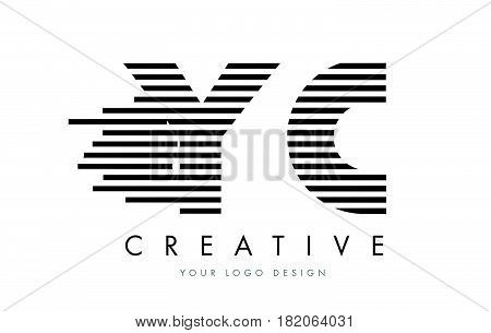 Yc Y C Zebra Letter Logo Design With Black And White Stripes