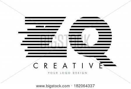 Zq Z Q Zebra Letter Logo Design With Black And White Stripes