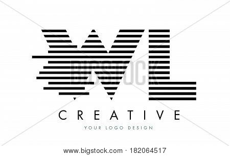 Wl W L Zebra Letter Logo Design With Black And White Stripes