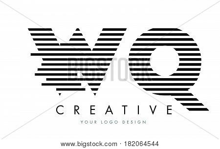 Wq W Q Zebra Letter Logo Design With Black And White Stripes
