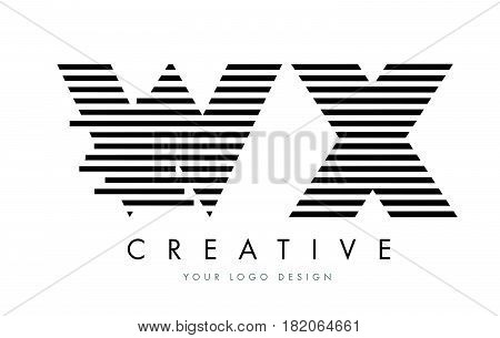 Wx W X Zebra Letter Logo Design With Black And White Stripes