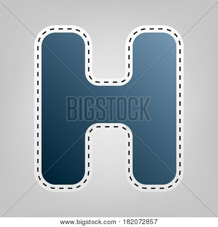 Letter H sign design template element. Vector. Blue icon with outline for cutting out at gray background.