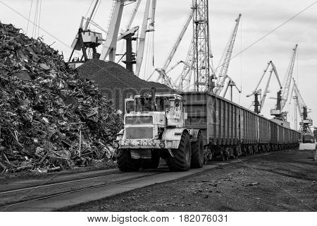 Maritime transportation industry. Work in port coal transshipment terminal.