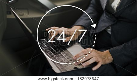 24/7 all day all night icon illustration