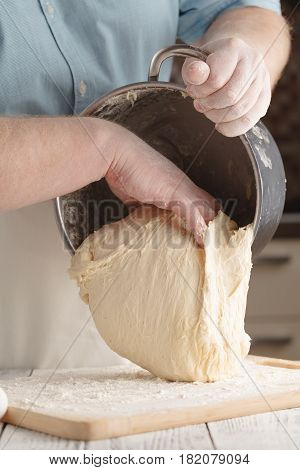 Yeast dough raw. Christmas Pastries. selective focus.
