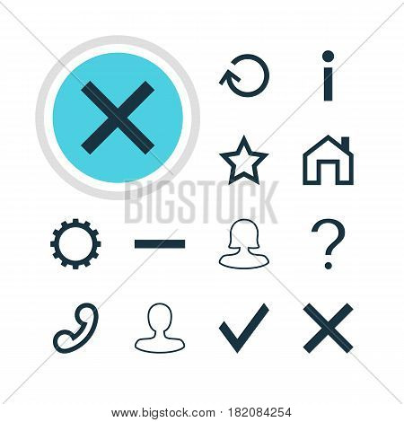 Vector Illustration Of 12 Interface Icons. Editable Pack Of Mainpage, Renovate, Female User And Other Elements.