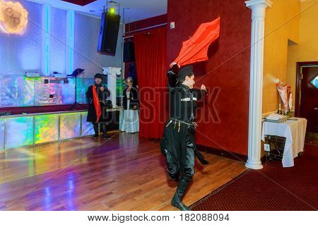 April 01 2017 Newyork Ny Usa: Georgian Dancers Dancing A Folklore Dance Show On Stage