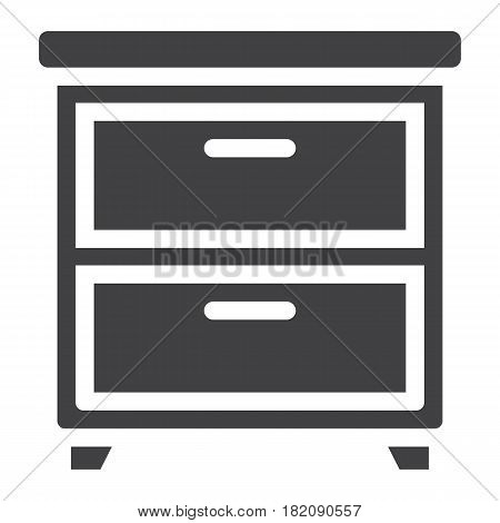 Bedside table solid icon, Furniture and interior element, vector graphics, a filled pattern on a white background, eps 10.