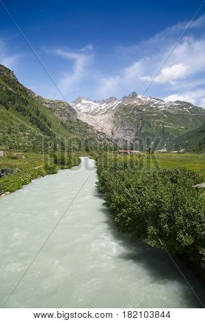 Rhone glacier, source of Rhone river
