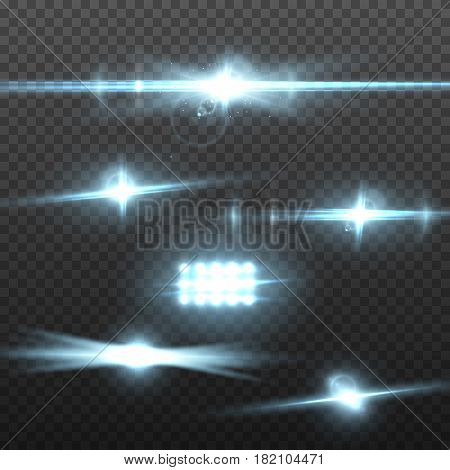Illustration of Vector Lens Flare. Transparent Vector Lens Flare Effect Set. Bright Sunflare Explosion Template