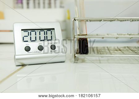 Clotted Blood In Test Tube Vct Teasting In Laboratory.