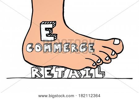 Ecommerce Vs Retail Foot Stomping Word Winning Business Model 3d Illustration