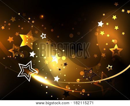 Abstract black background with golden stars (gold stars)