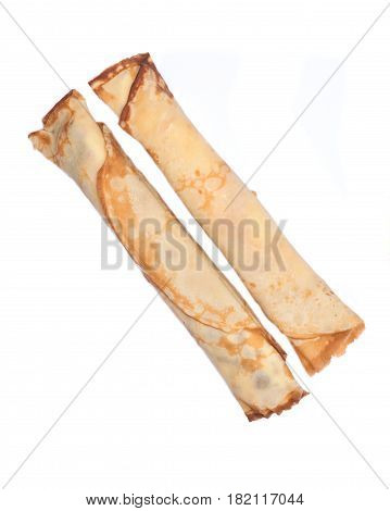 Delicious cheese blintz isolated on white background