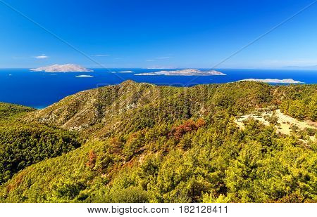 coast of the island of Rhodes, the Aegean sea, a beautiful Bay