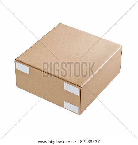 Brown Kraft Paper Box Isolated On White Background. Box Package Mock-up. Mockup Packaging Template