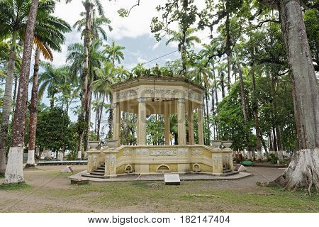 Yellow pavilion in Parque Vargas, City Park in Puerto Limon, Costa Rica