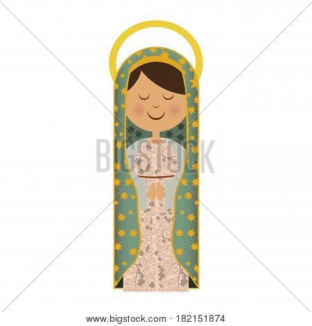white background of virgin of guadalupe with aura vector illustration
