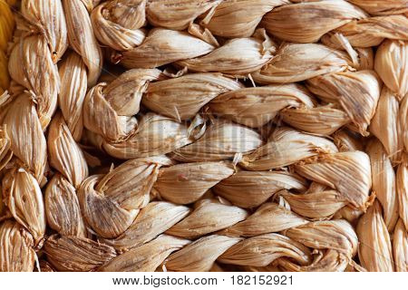 Detail of old basketwork made of straw.