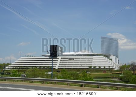 OXON HILL, MD - APR 16: MGM Resort and Casino at National Harbor in Oxon Hill, Maryland, as seen on April 16, 2017. It opened at National Harbor on December 8, 2016.