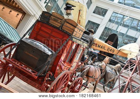 WASHINGTON, DC - APR 15: Smithsonian National Postal Museum in Washington, DC, as seen on April 15, 2017. It was established through joint agreement between the United States Postal Service and the Smithsonian Institution and opened in 1993.