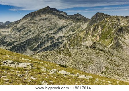 Amazing view of Kamenitsa peak from Dzhano Peak, Pirin mountain, Bulgaria