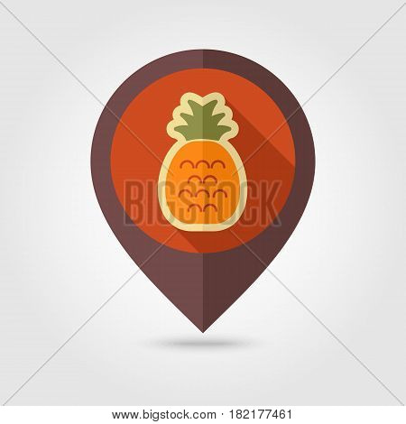 Pineapple flat vector pin map icon. Map pointer. Map markers. Tropical fruit. Vector illustration eps 10