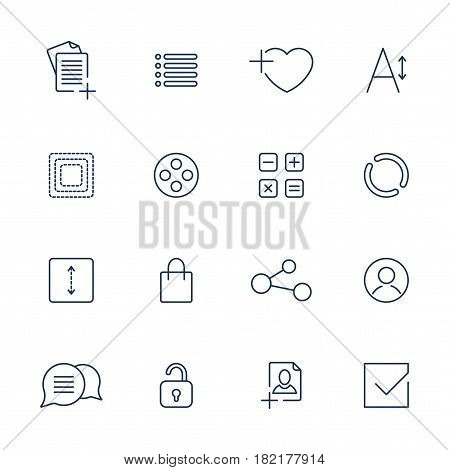 Vector Illustration Of Apps Icon Set Over Linen Texture.
