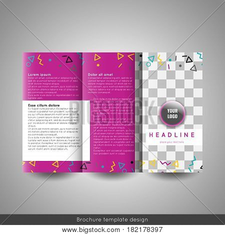 Corporate trifold brochure template design. With world map infographic element. Stock vector.