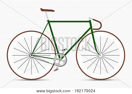Hipster single speed bike in green and brown colors. City bicycles with fixed gear.