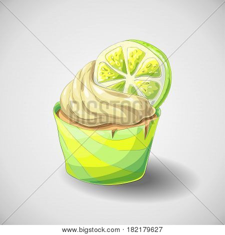 Set of capkakes. Hand draw. Citrus cupcake. Vector illustration