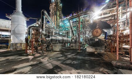 Chemical plant for production of ammonia and nitrogen fertilization on night time.