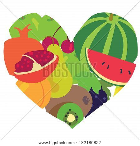 Heart form fruits. Vector design fruits element
