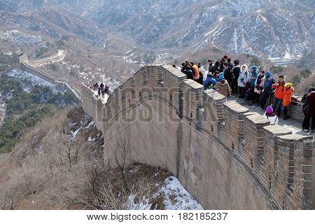 BADALING - FEBRUARY 24:  The Great Wall of China in Badaling, China, February 24, 2016.