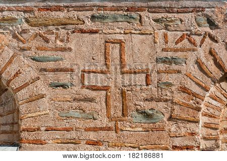 Ancient masonry in which the cross is close-up
