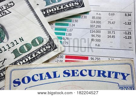 social security card money and chart numbers